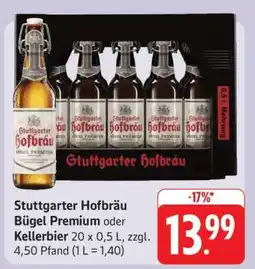 Edeka Stuttgarter Hofbräu Bügel Premium oder Kellerbier Angebot