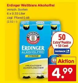 Netto Marken-Discount Erdinger Weißbiere Alkoholfrei Angebot