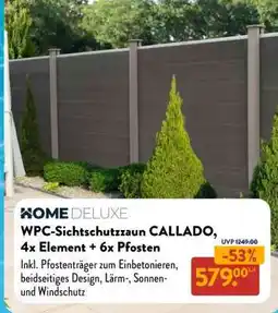 Aldi Süd WPC-Sichtschutzzaun CALLADO, 4x Element + 6x Pfosten Angebot
