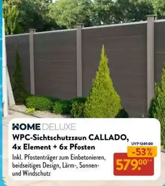 Aldi Süd WPC-Sichtschutzzaun CALLADO, 4x Element + 6x Pfosten Angebot