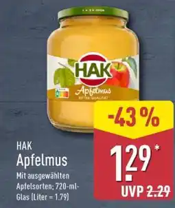Aldi Nord HAK Apfelmus Angebot