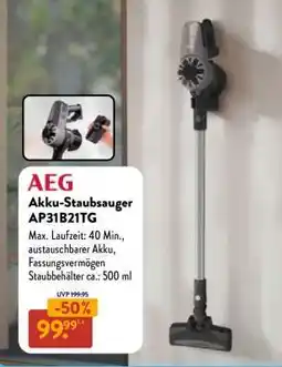 Aldi Nord AEG Akku-Staubsauger AP31B21TG Angebot