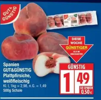 Edeka Spanien GUT&GÜNSTIG Plattpfirsiche, weißfleischig Angebot