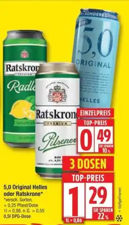 Edeka 5,0 Original Helles oder Ratskrone Angebot