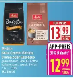Edeka Melitta Bella Crema, Barista Crema oder Espresso Angebot
