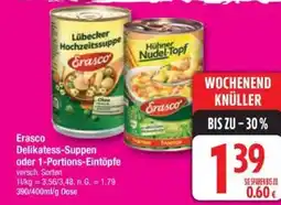 Edeka Erasco Delikatess-Suppen oder 1-Portions-Eintöpfe Angebot