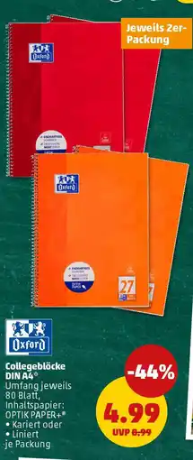 PENNY Oxford Collegeblöcke DIN A4 Angebot