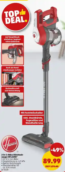 PENNY Hoover 2-in-1-Akku-Stielstaub- sauger HF122RH Angebot