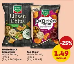 PENNY FUNNY-FRISCH Linsen Chips oder Pop Chips Angebot
