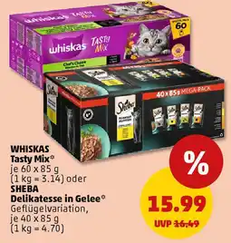 PENNY WHISKAS Tasty Mix oder SHEBA Delikatesse in Gelee Angebot
