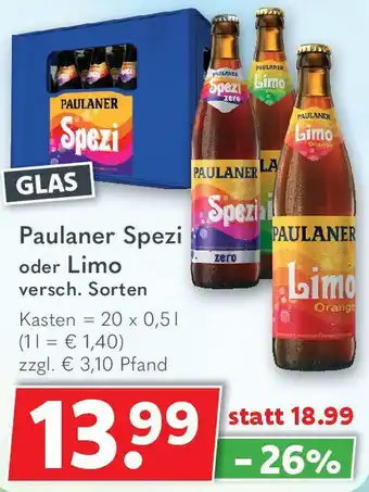 Getränkeland Paulaner Spezi oder Limo Angebot
