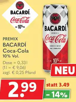 Getränkeland PREMIX BACARDÍ Coca-Cola Angebot