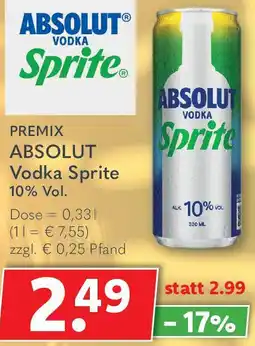Getränkeland PREMIX ABSOLUT Vodka Sprite Angebot