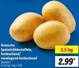 Lidl Deutsche Speisefrühkartoffeln, festkochend/ vorwiegend festkochend Angebot