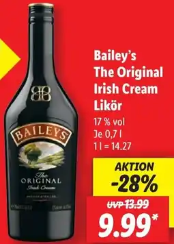Lidl Bailey's The Original Irish Cream Likör Angebot