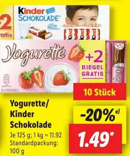 Lidl Yogurette/ Kinder Schokolade Angebot