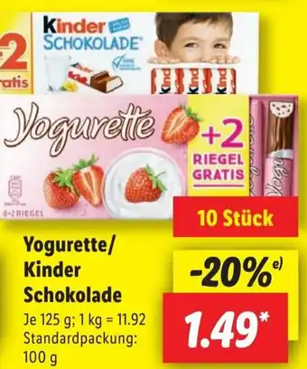 Lidl Yogurette/ Kinder Schokolade Angebot