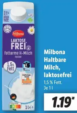Lidl Milbona Haltbare Milch, laktosefrei Angebot
