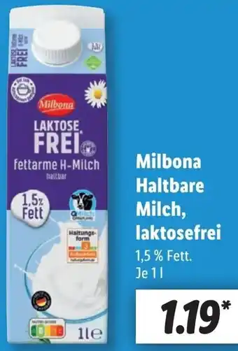 Lidl Milbona Haltbare Milch, laktosefrei Angebot