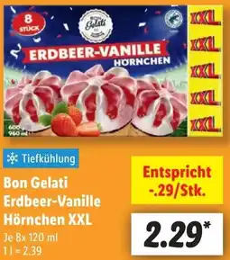 Lidl Bon Gelati Erdbeer-Vanille Hörnchen XXL Angebot