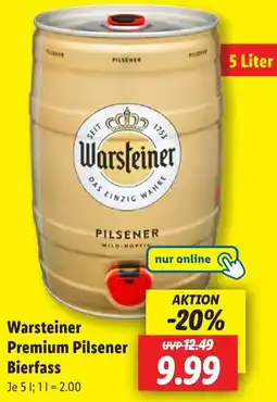 Lidl Warsteiner Premium Pilsener Bierfass Angebot