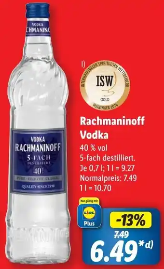 Lidl Rachmaninoff Vodka Angebot