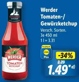 Lidl Werder Tomaten-/ Gewürzketchup Angebot
