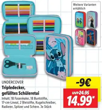 Lidl UNDERCOVER Tripledecker, gefülltes Schüleretui Angebot