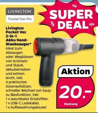 NETTO Livington Pocket Vac 2-in-1 Akku Hand-Staubsauger Angebot