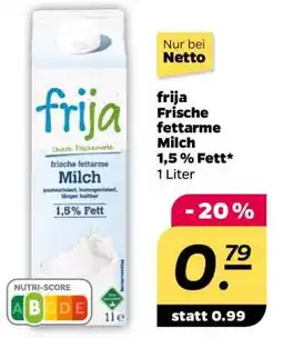 NETTO frija Frische fettarme Milch 1,5 % Fett Angebot
