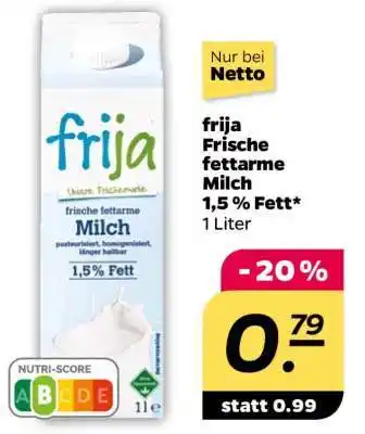NETTO frija Frische fettarme Milch 1,5 % Fett Angebot