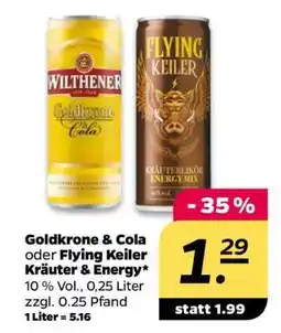 NETTO Goldkrone & Cola oder Flying Keiler Kräuter & Energy Angebot