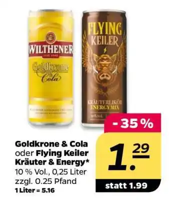 NETTO Goldkrone & Cola oder Flying Keiler Kräuter & Energy Angebot