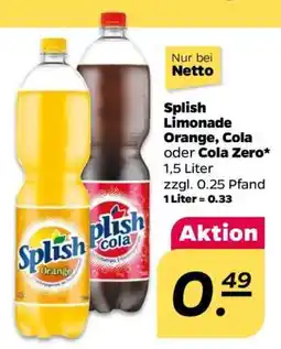 NETTO Splish Limonade Orange, Cola oder Cola Zero Angebot