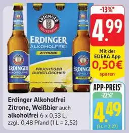 Edeka Erdinger Alkoholfrei Zitrone, Weißbier Angebot