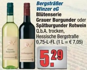 alldrink Bergsträßer Winzer eG Blütenserie Grauer Burgunder oder Spätburgunder Rotwein Angebot
