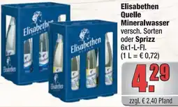 alldrink Elisabethen Quelle Mineralwasser oder Sprizz Angebot