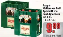 alldrink Rapp's Wetterauer Gold Apfelsaft oder Gold Apfelwein Angebot