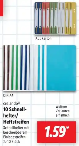 Lidl crelando 10 Schnellhefter/ Heftstreifen Angebot