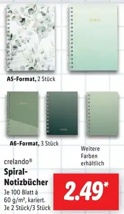Lidl crelando Spiral Notizbücher Angebot