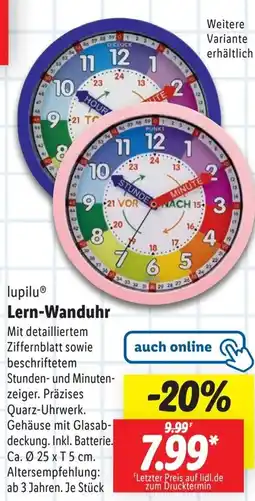 Lidl lupilu Lern-Wanduhr Angebot