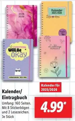 Lidl Kalender/ Eintragbuch Angebot