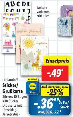 Lidl crelando Sticker/ Grußkarte Angebot