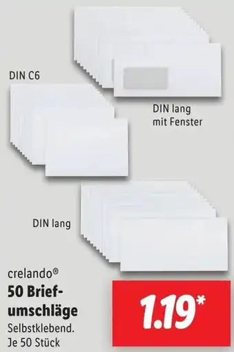 Lidl crelando 50 Briefumschläge Angebot