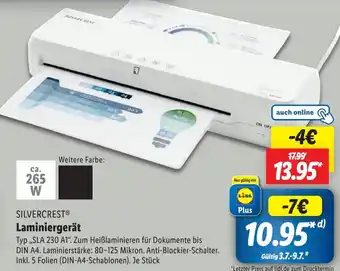 Lidl SILVERCREST Laminiergerät Angebot