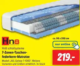Lidl Hn8 schlafsysteme 7-Zonen Taschenfederkern-Matratze Angebot