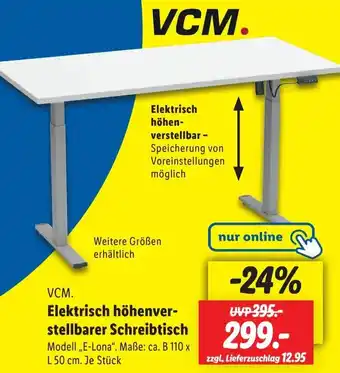 Lidl VCM Elektrisch höhenverstellbarer Schreibtisch Angebot