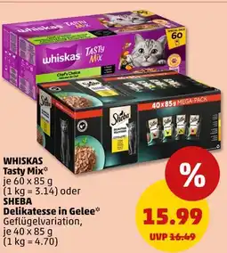 PENNY Whiskas tasty mix oder delikatesse in gelee Angebot