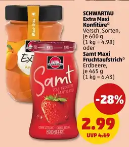 PENNY Schwartau extra maxi konfitüre oder samt maxi fruchtaufstrich Angebot