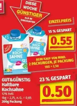 NP Discount GUT&GÜNSTIG Haltbare Kochsahne Angebot